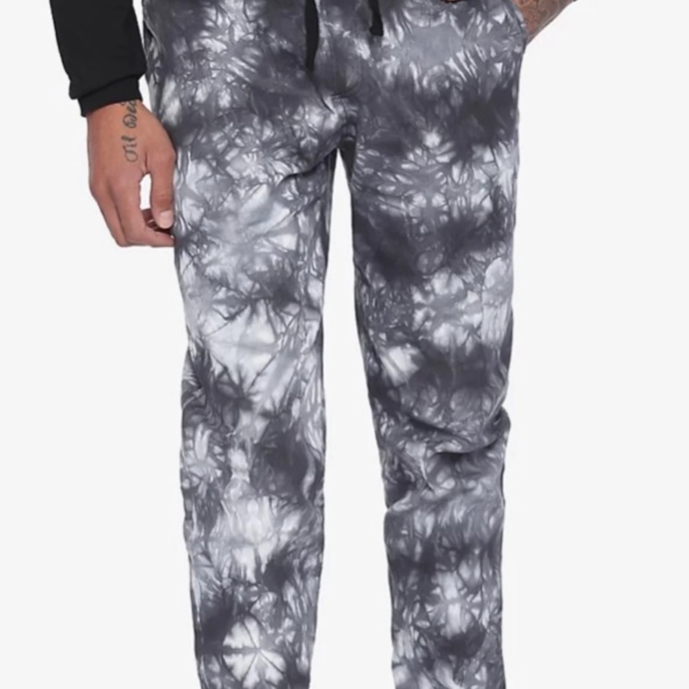 Black & White Acid Wash Jogger Pants. Size:S
